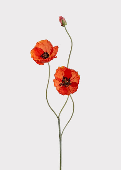 Faux Blooming Poppy Flowers in Orange - 29"