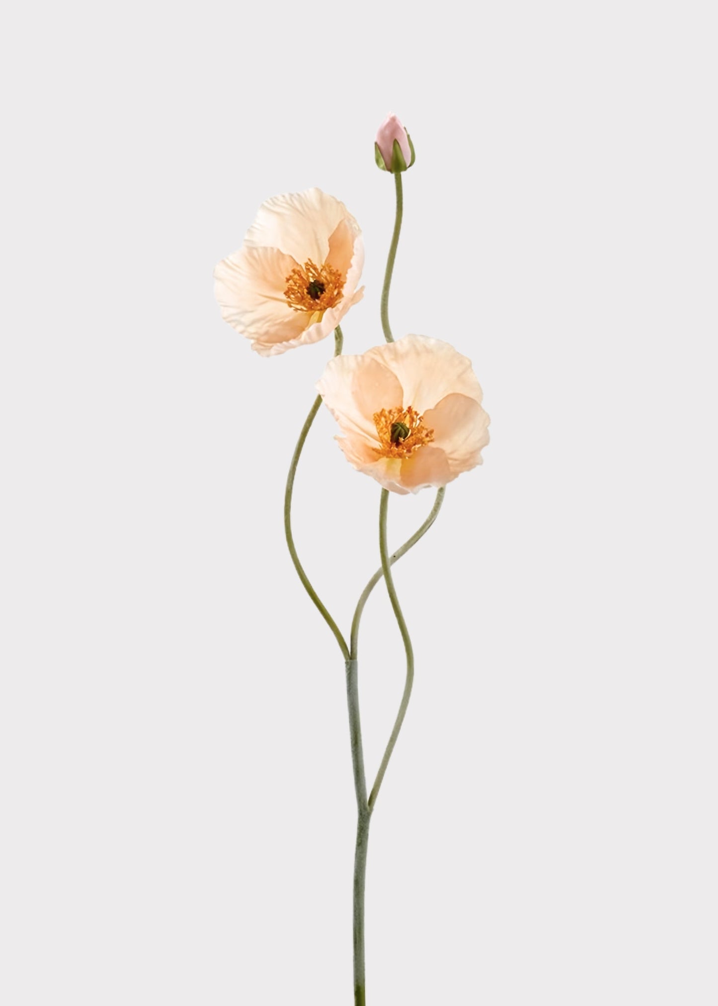 Fake Blooming Poppy Flowers in Peach - 29"