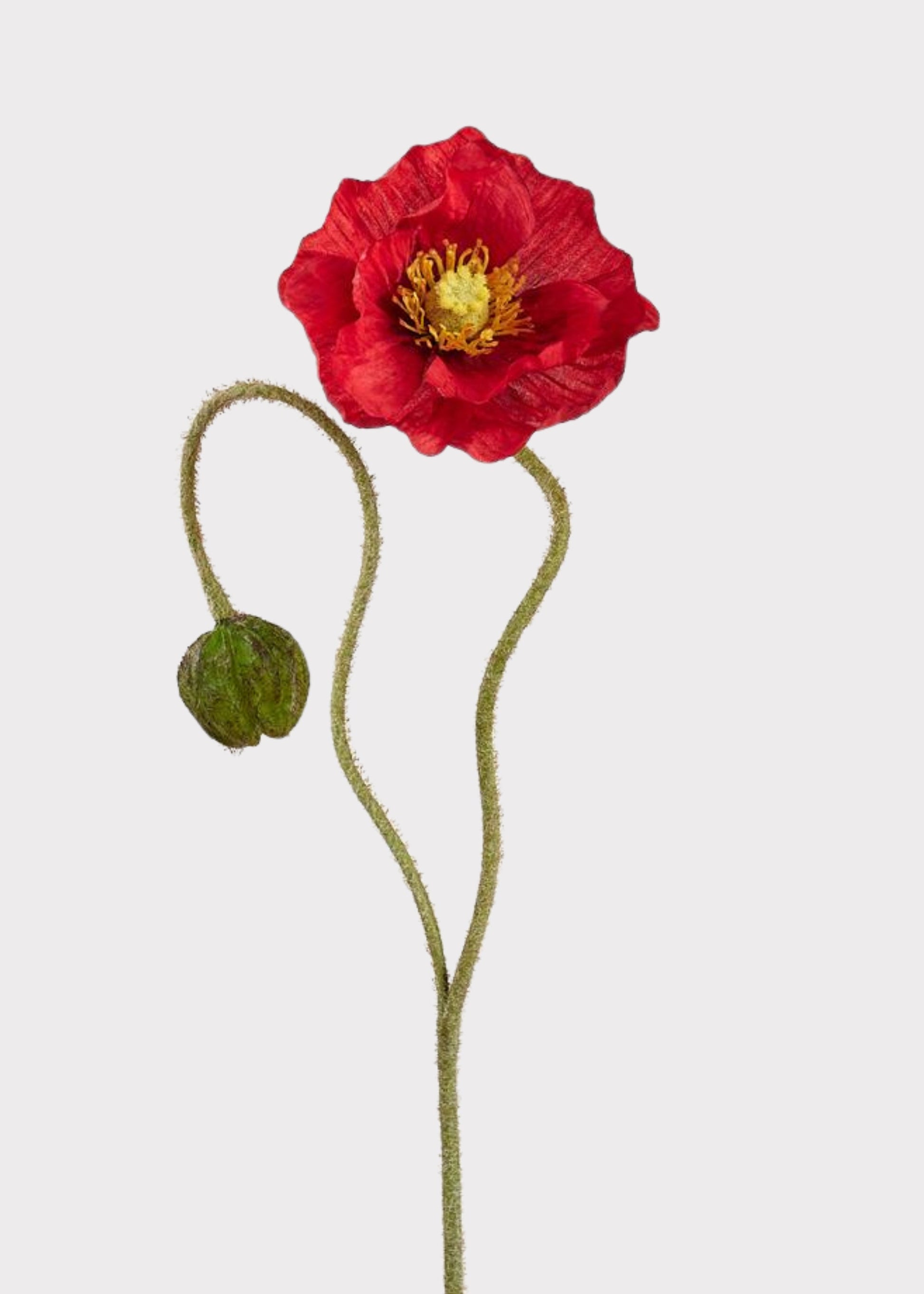Artificial Poppy Flower Stem in Red - 31"