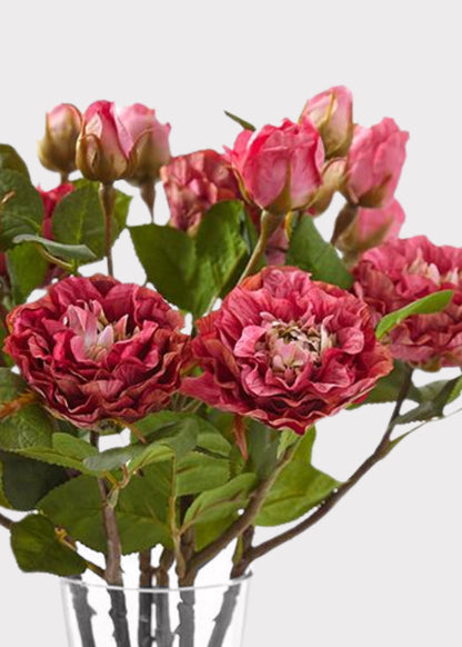 Fuchsia Artificial Blooming Rose Spray - 18.75"