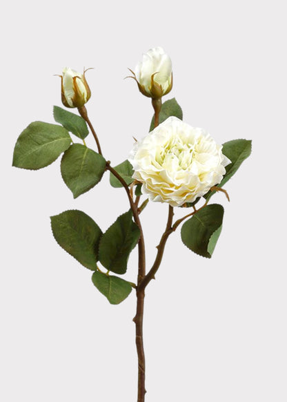 Artificial Blooming Rose Spray in Cream - 18.75"