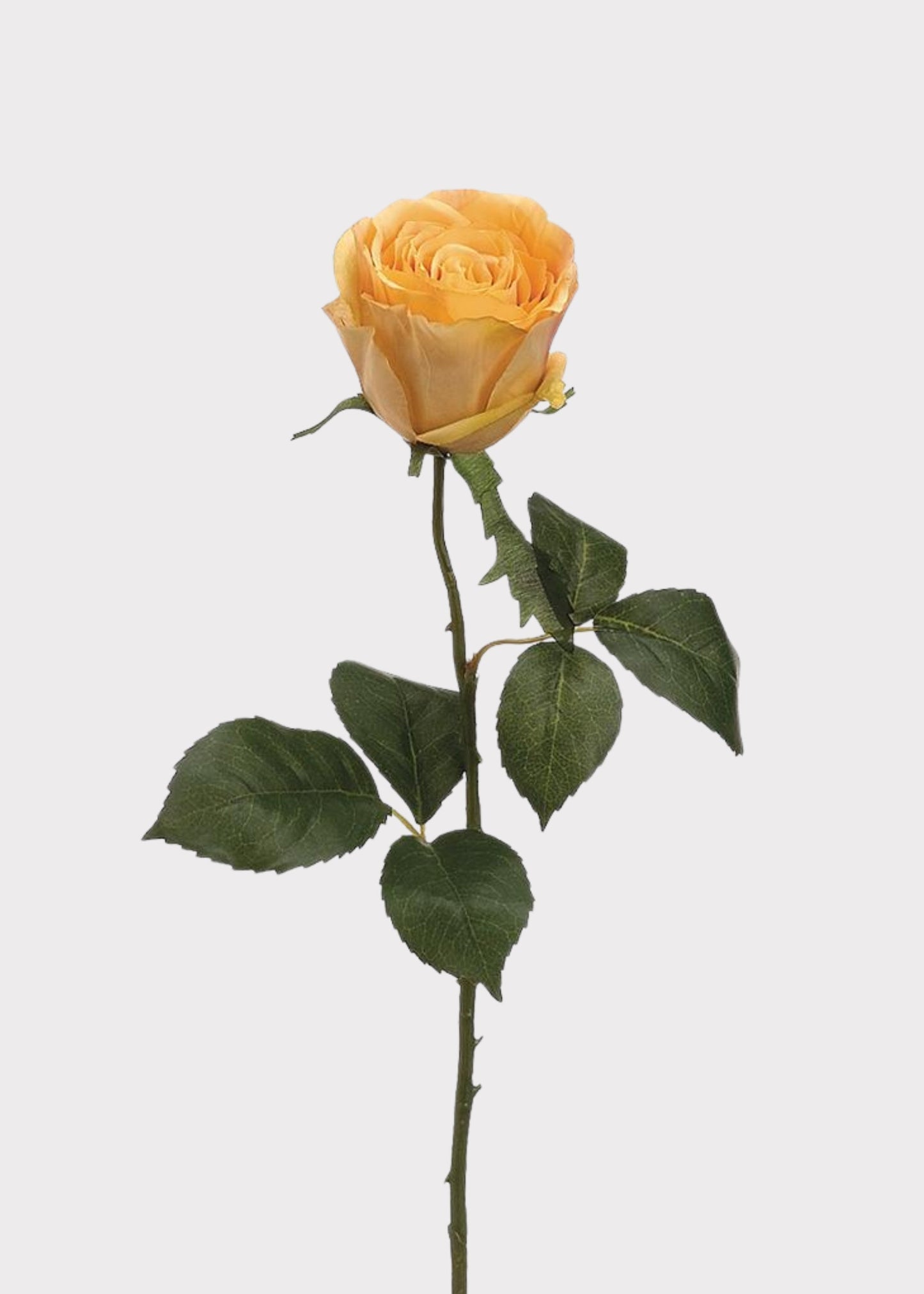Yellow Gold Half Open Rose Fake Flower - 22"