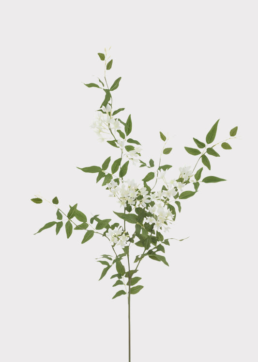 Tropical Fake Stephanotis Blooming Flower Branch in White - 43"