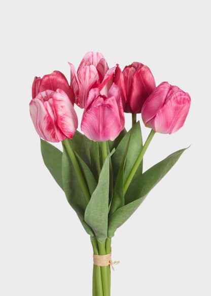 Dark Pink Fake Tulip Flower Bundle of 6 - 19"