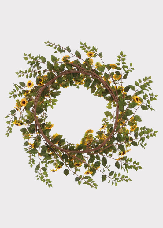 Yellow Artificial Sunflower Wreath - 28"