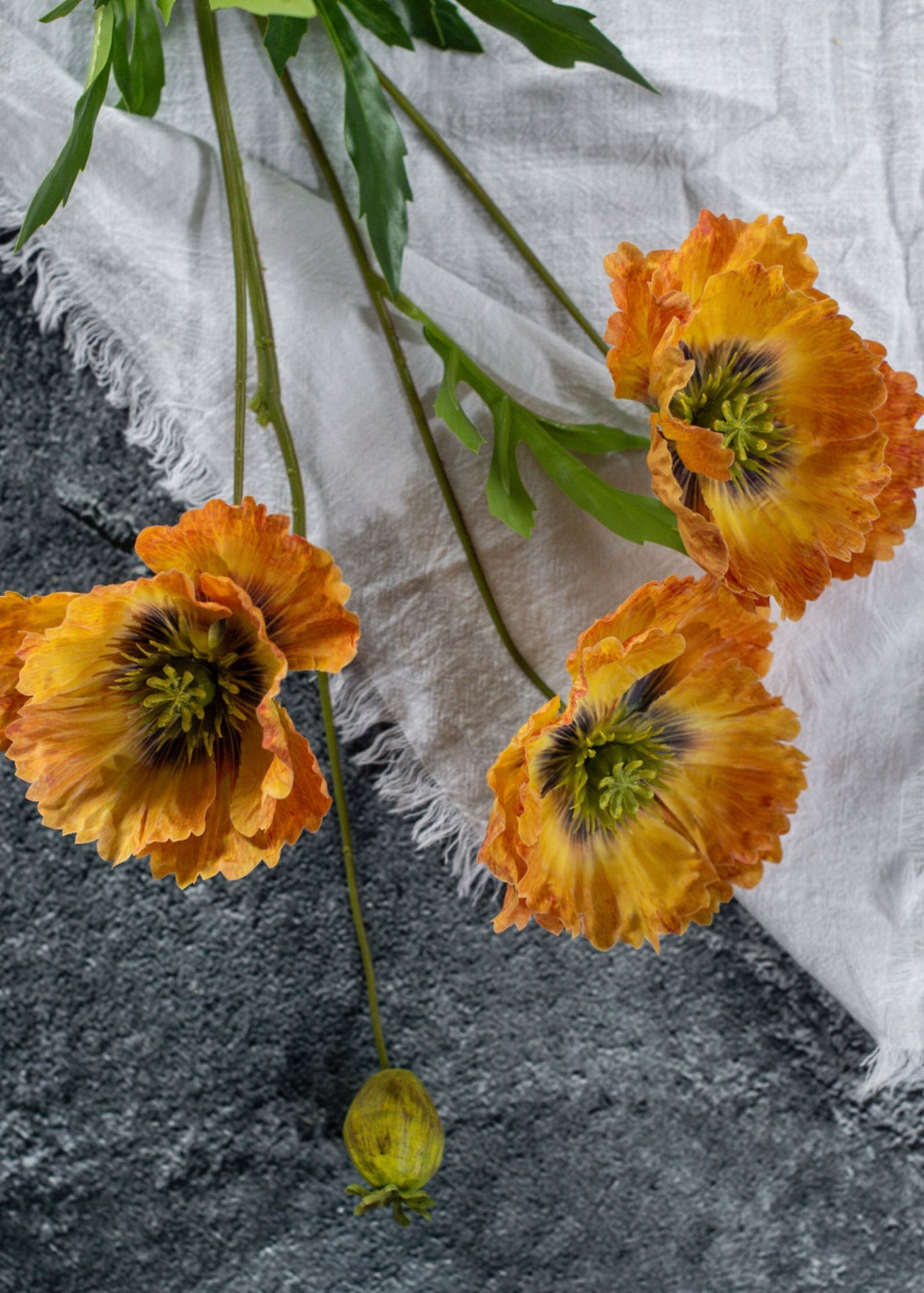 Artificial Poppy Flowers in Orange - 27"
