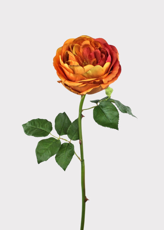 Artificial Rose in Burnt Orange - 22.75"