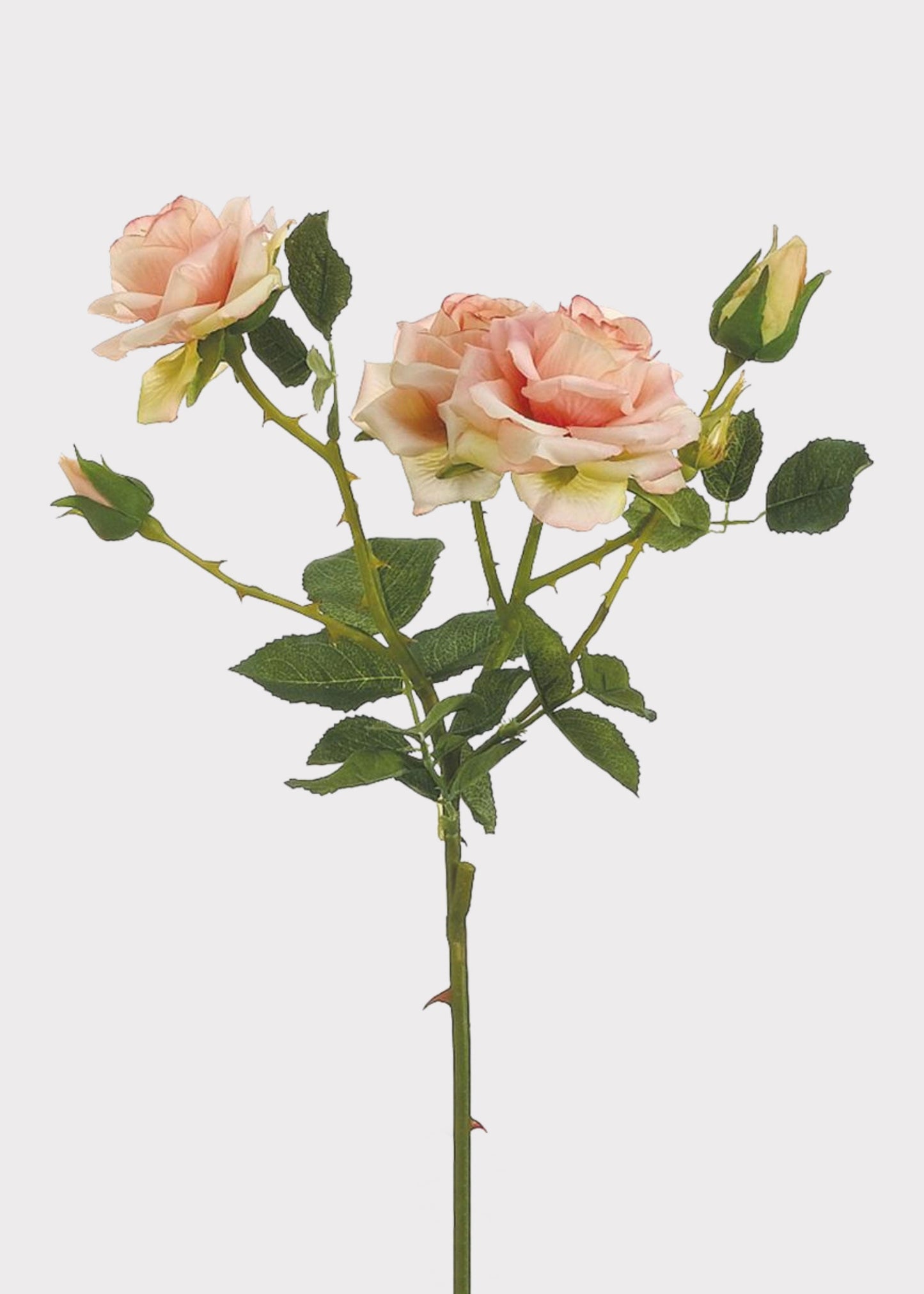 Salmon Pink Fake Roses Stem - 22.5"