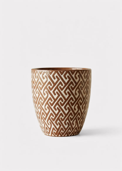Glossy Ceramic Planter Pot in Brown and White - 5.75"