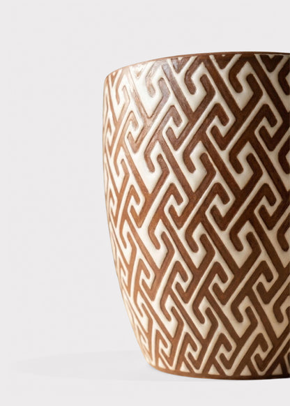 Glossy Ceramic Planter Pot in Brown and White - 5.75"