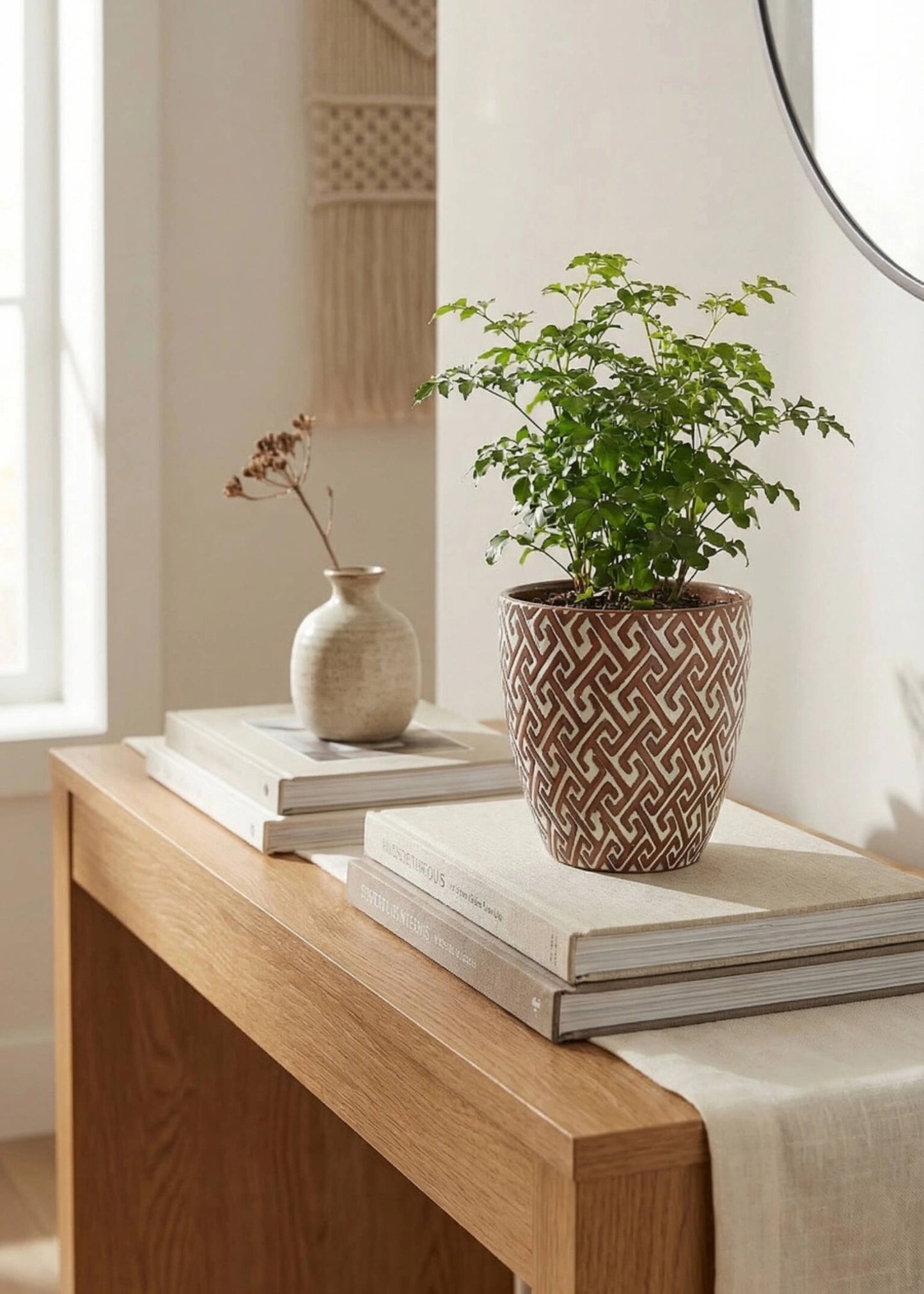 Glossy Ceramic Planter Pot in Brown and White - 5.75"