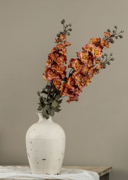 Dried Look Artificial Larkspur Flower in Orange and Pink - 31.5"