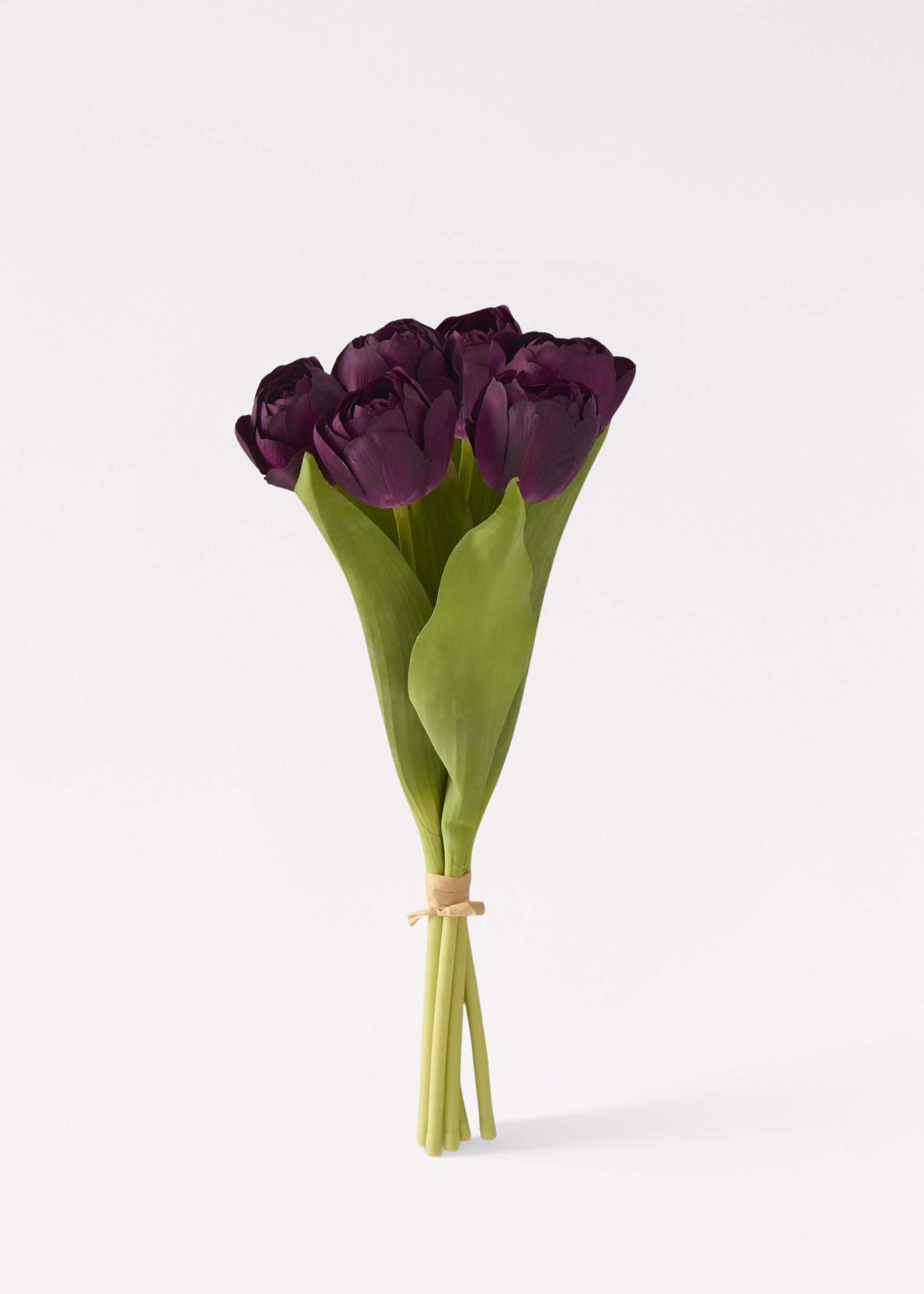 Plum Purple Real Touch Tulip Fake Flower Bundle of 6 - 13"
