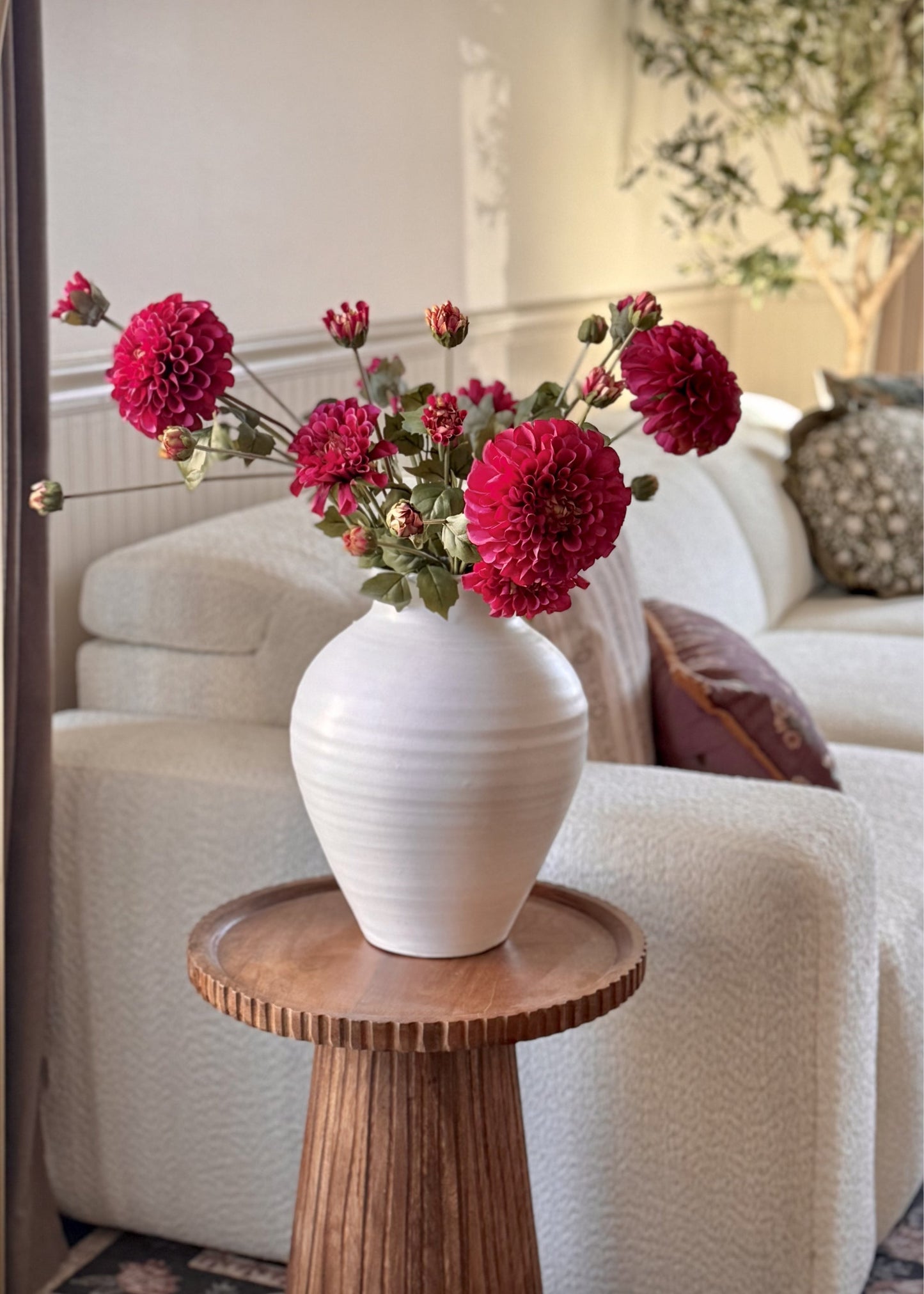 Fuchsia Artificial Zinnia Flower Bundle - 23.5"