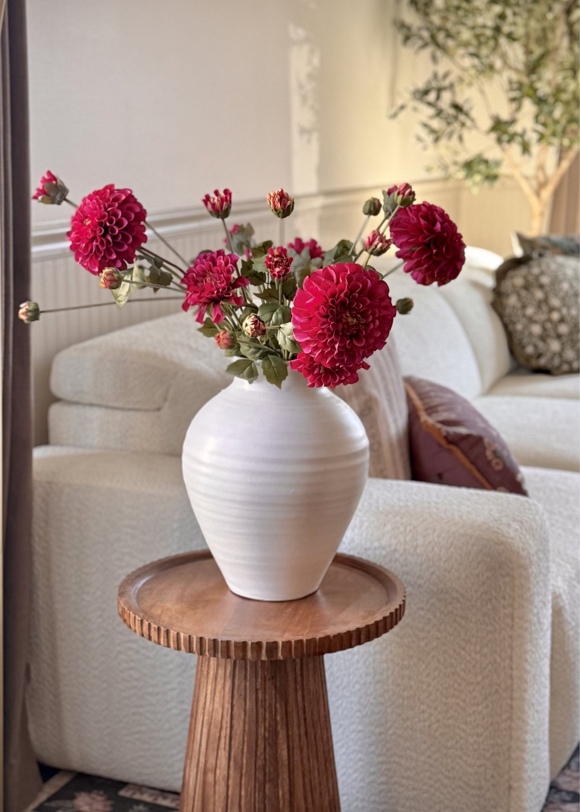 Fuchsia Artificial Zinnia Flower Bundle - 23.5"