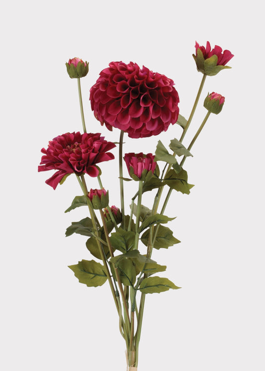 Fuchsia Artificial Zinnia Flower Bundle - 23.5"