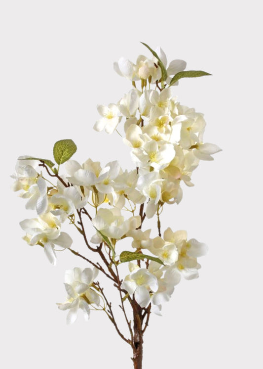 Dried Look Apple Blossom Fake Blooming Branch in White - 25"
