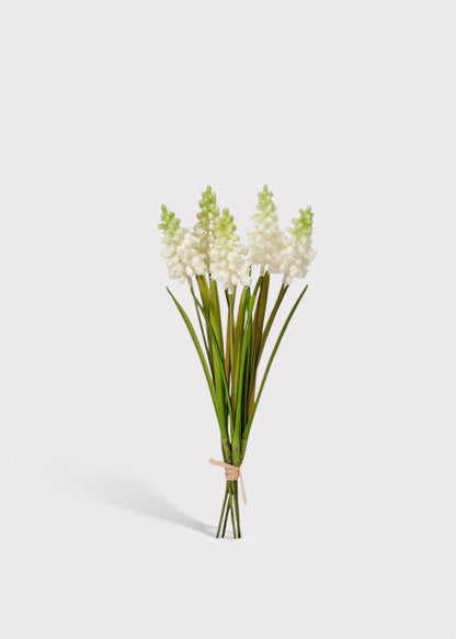 White Artificial Grape Hyacinth Spring Flower Bundle - 12.5"
