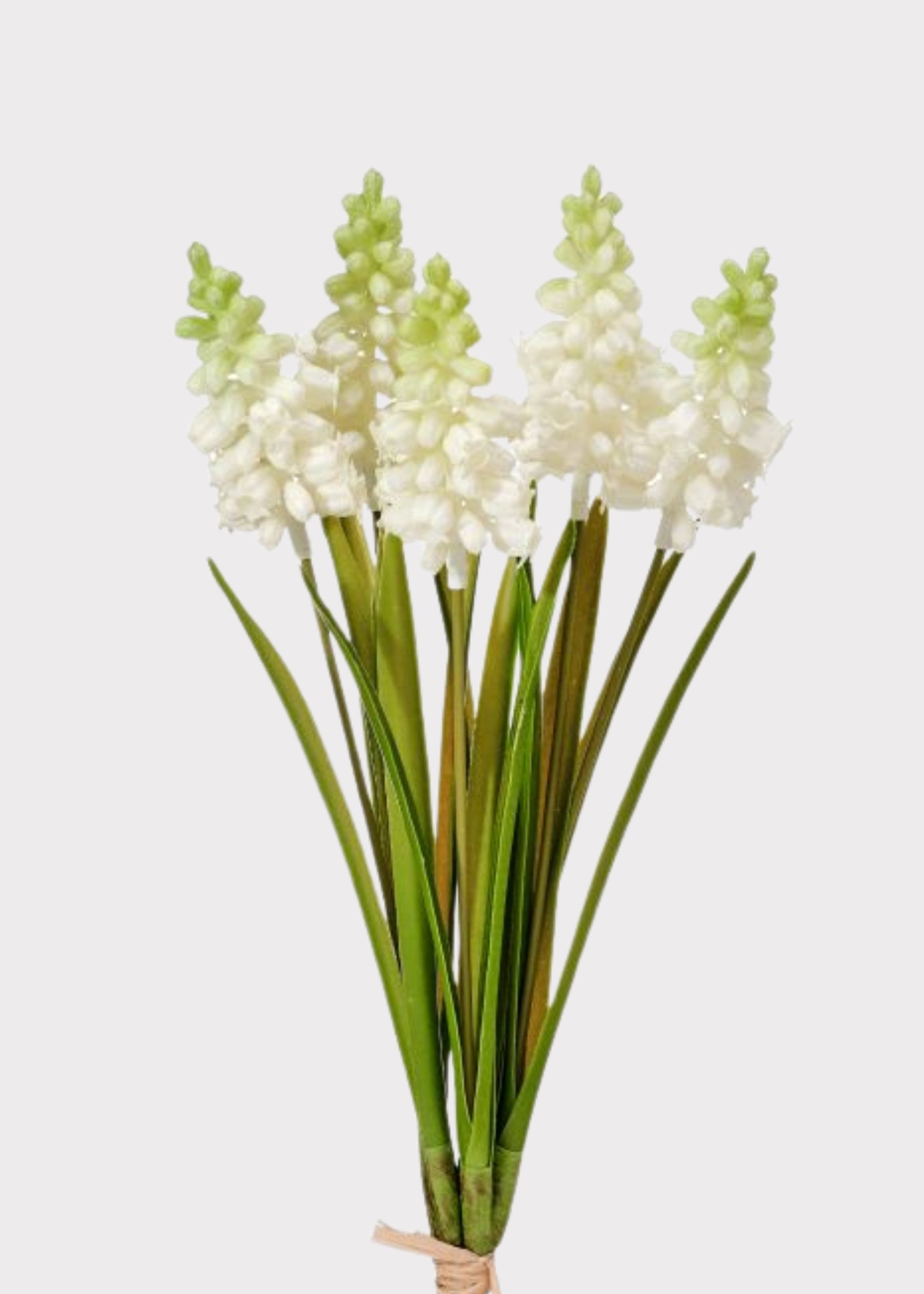 White Artificial Grape Hyacinth Spring Flower Bundle - 12.5"
