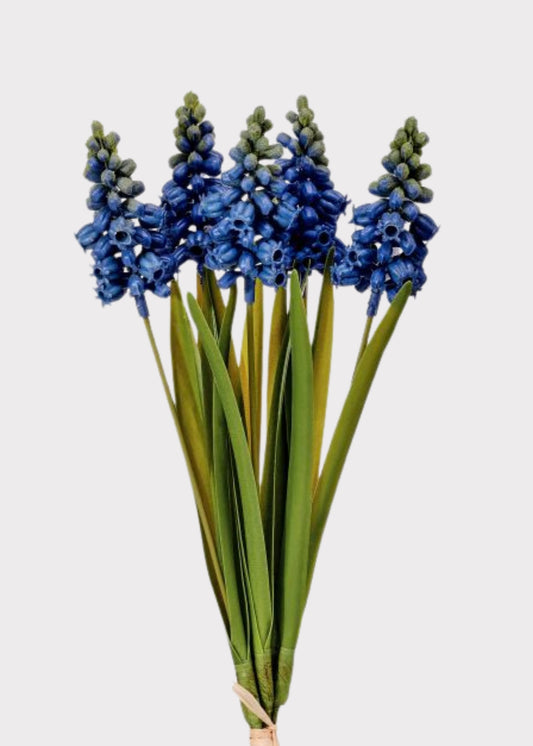 Blue Fake Grape Hyacinth Spring Flower Bundle - 12.5"