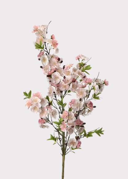 Blush Pink Fake Wild Apple Blossom Flower Branch - 38"