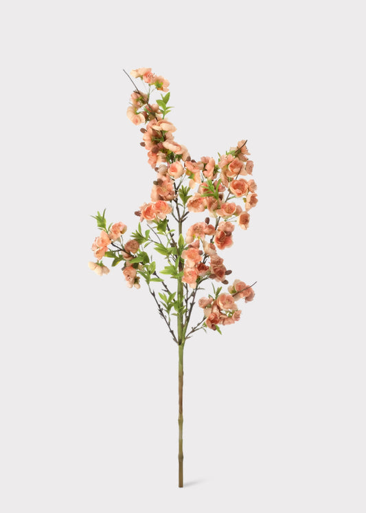 Fake Wild Apple Blossom Flower Branch in Peach - 38"