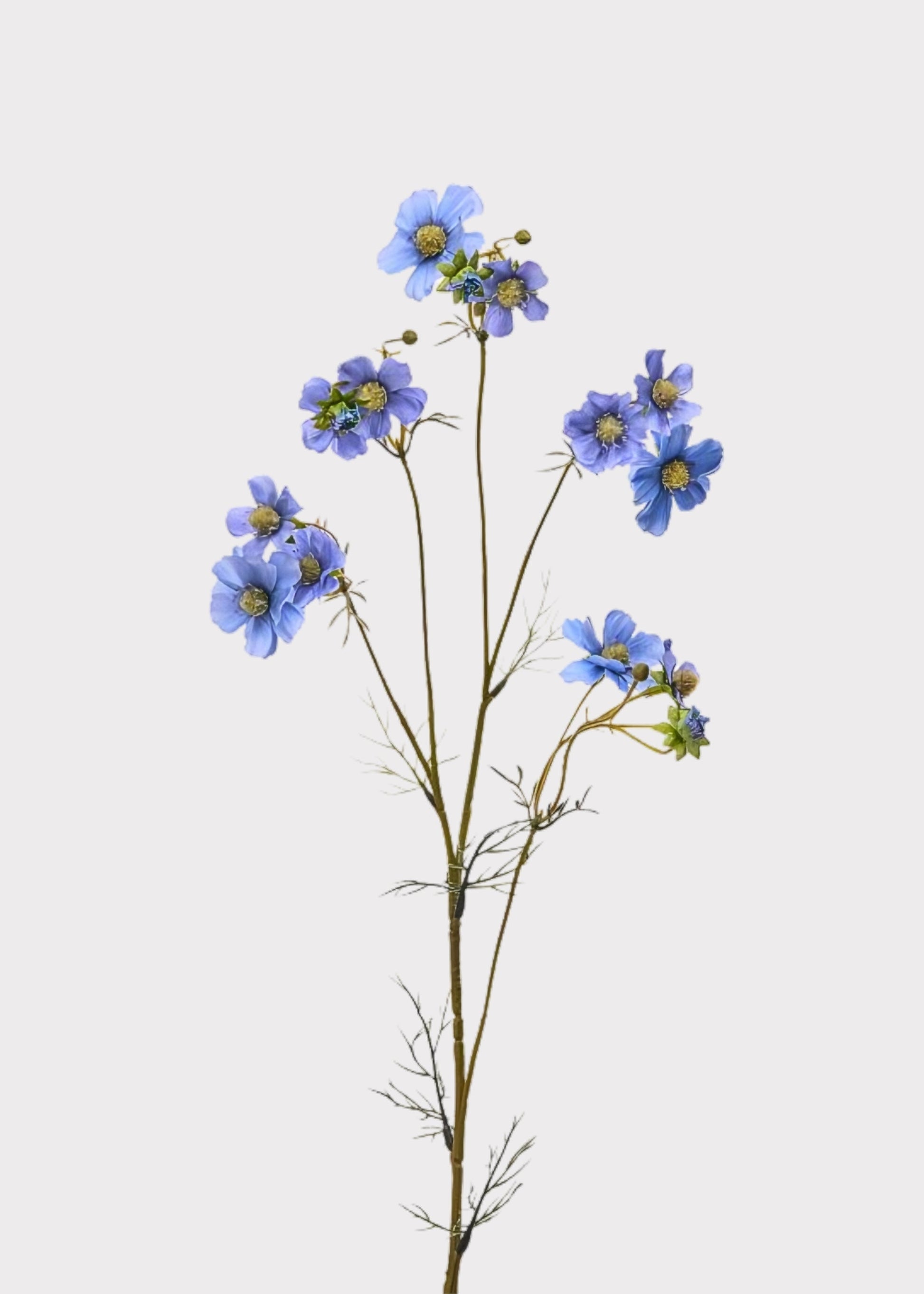 Blue Fake Summer Cosmos Wildflower Spray - 38"
