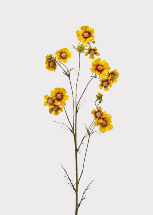 Yellow Fake Summer Cosmos Wildflower Spray - 38"