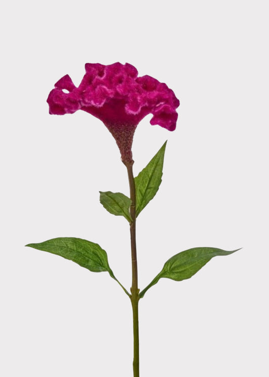 Hot Pink Artificial Celosia Flower Stem - 28"
