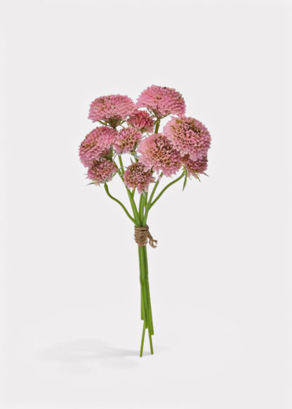 Mauve Pink Bundle of Fake Scabiosa Wildflowers - 14"