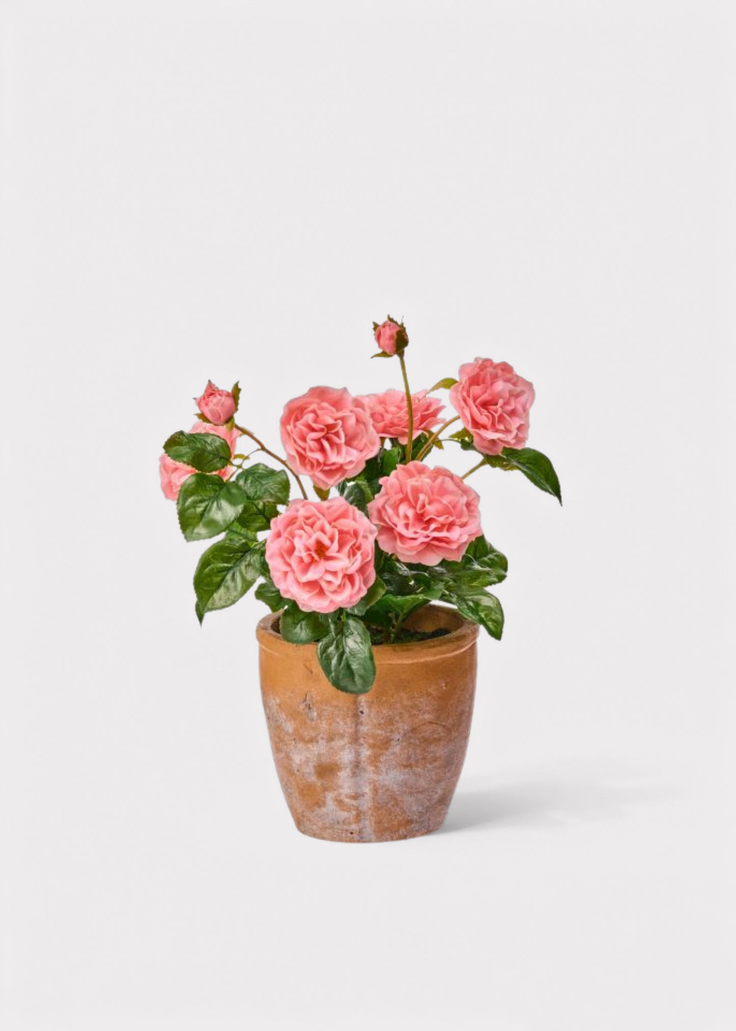 UV Treated Outdoor Potted Arrangement of Pink Real Touch Roses - 13"