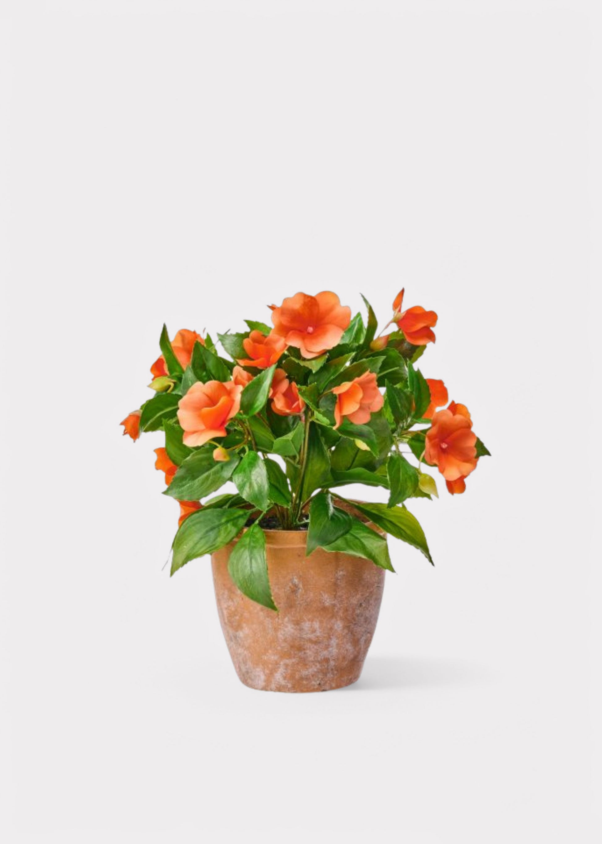UV Treated Orange Fake Outdoor Impatiens Flower Arrangement - 12"