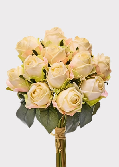 Bundle of 12 Fake Roses in Cream - 10"