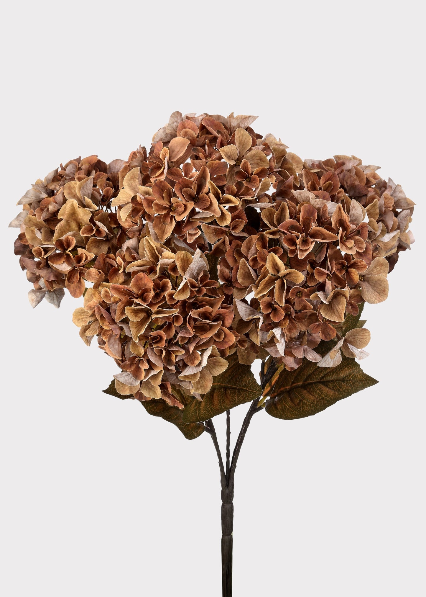 Mixed Autumn Brown Artificial Hydrangea Bush - 22"