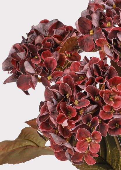 Burgundy Fake Hydrangea Fall Flower Bush - 17"