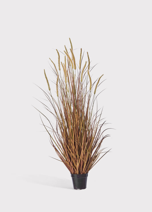 UV Treated Outdoor Fake Autumn Brown Grass Potted Plant - 48"