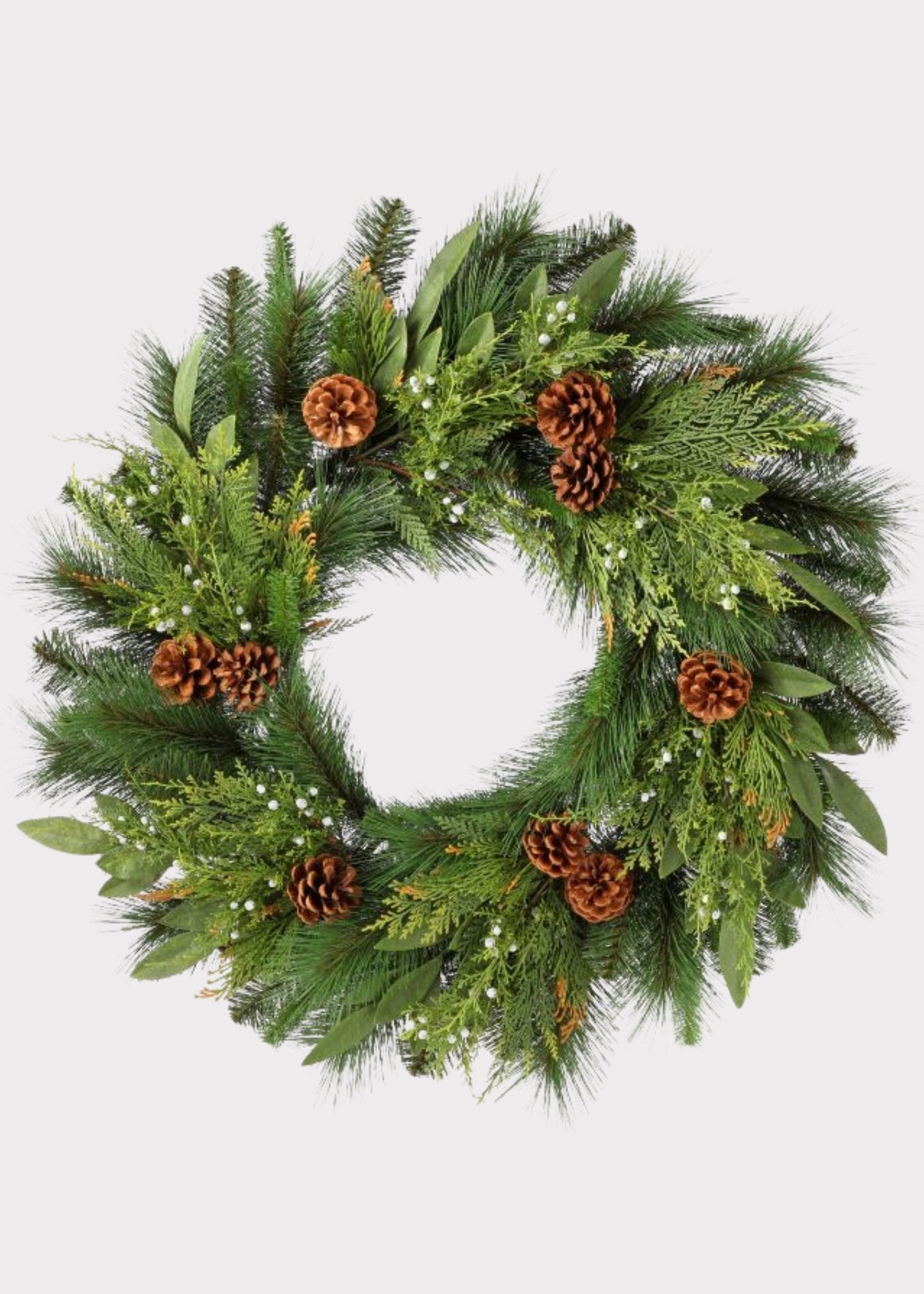 Artificial Juniper and Cedar Winter Wreath with Cones - 30"