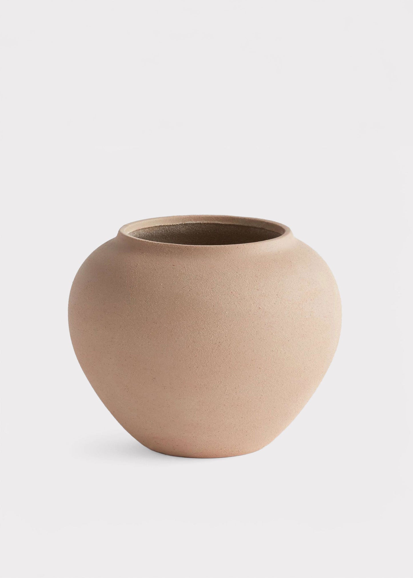 Large Handmade Stoneware Vase in Tan - 8.25" Wide