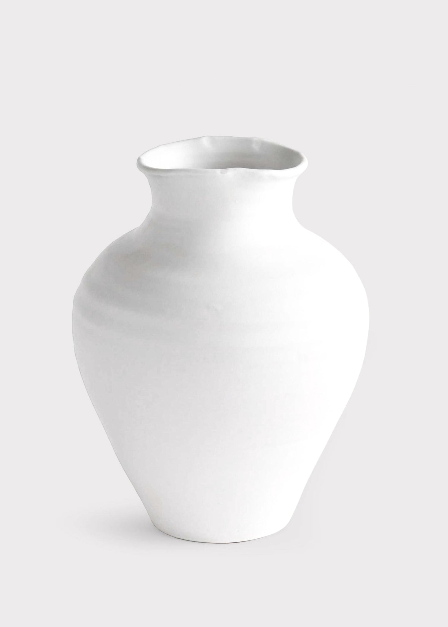 Handmade Terra Cotta Vase in Matte White Glaze - 14"