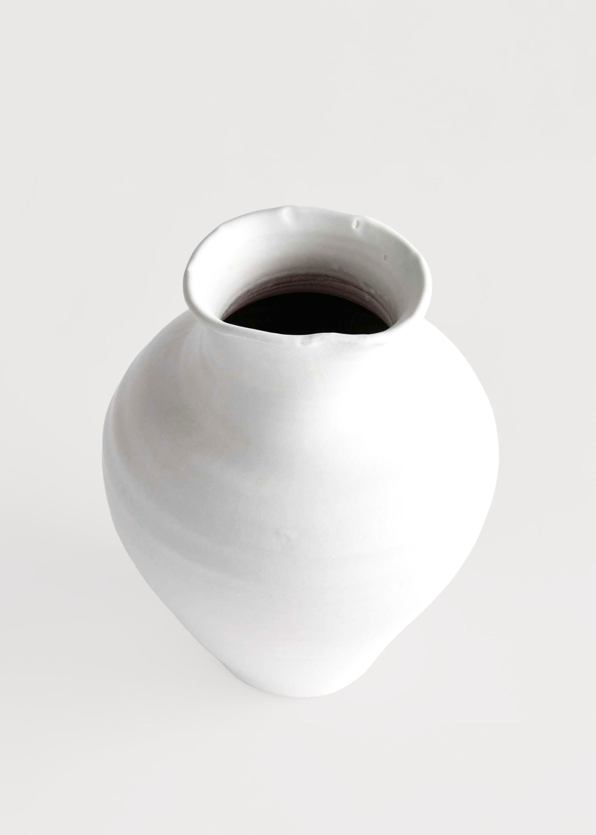 Handmade Terra Cotta Vase in Matte White Glaze - 14"