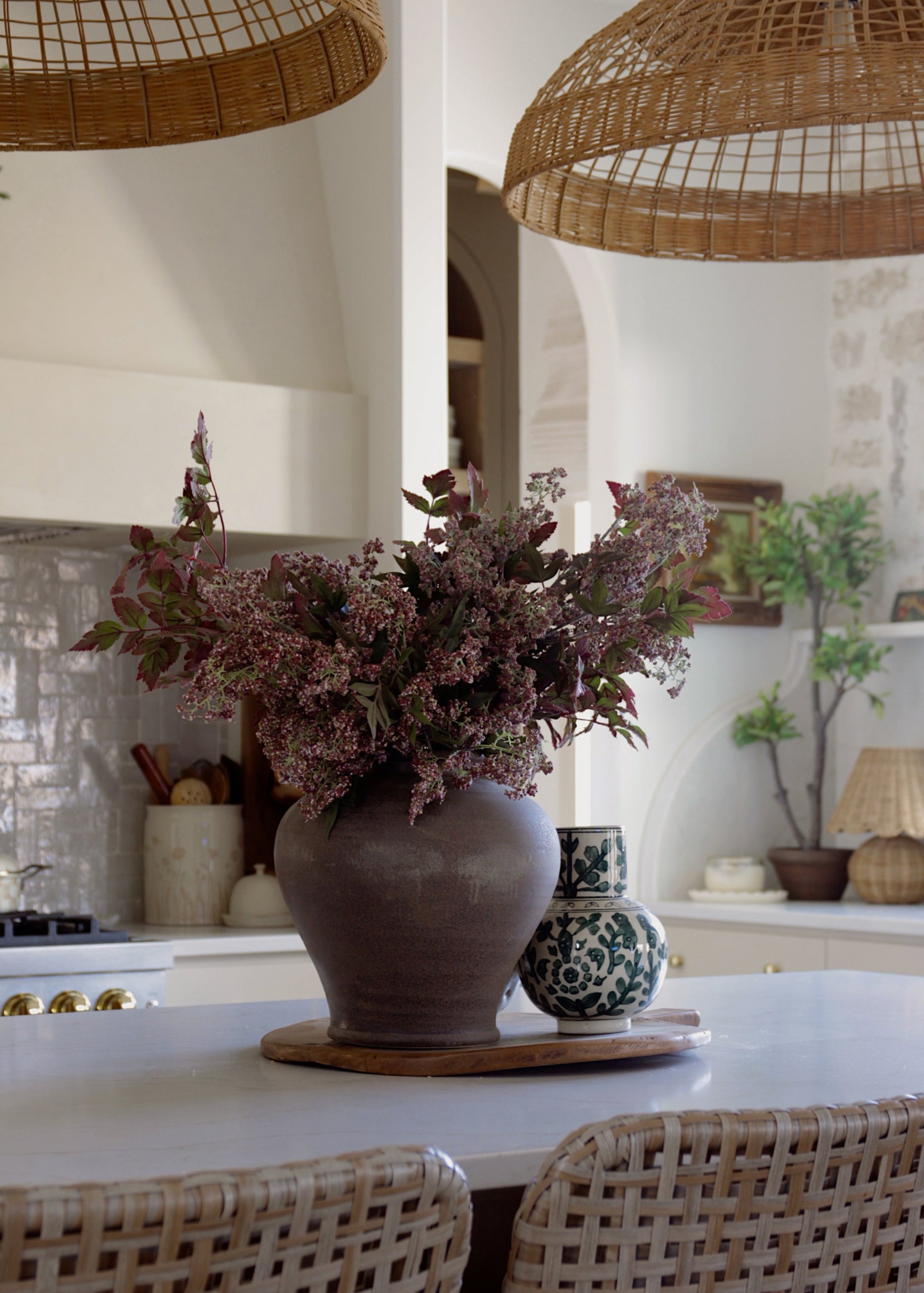 Large Stoneware Table Vase in Warm Brown - 12.5"