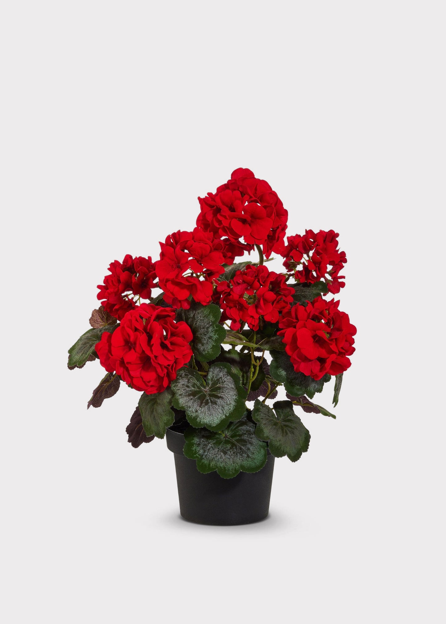Red Artificial Geranium Potted Arrangement - 18"