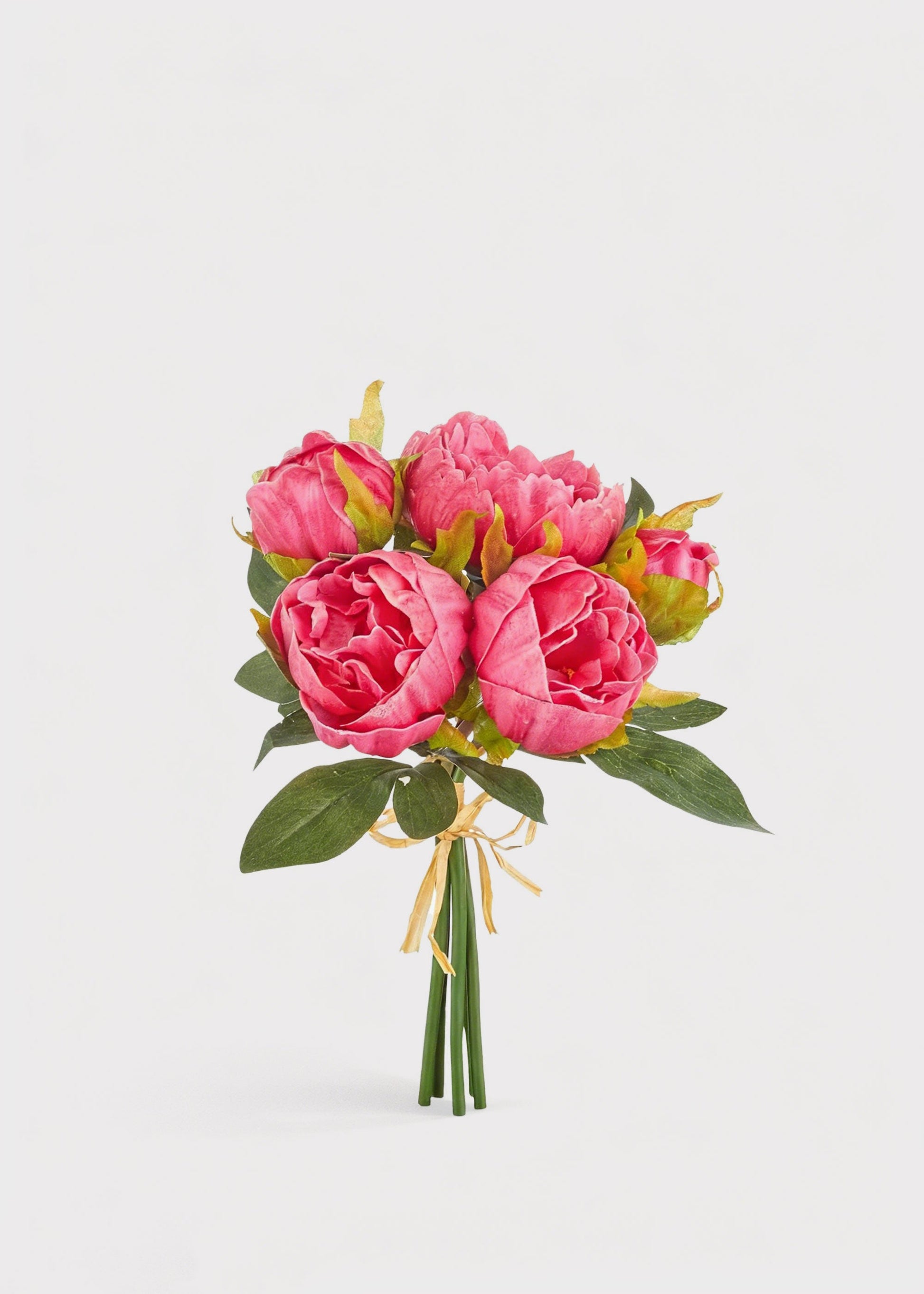 Fuchsia Real Touch Peony Fake Flower Bundle - 10.5"