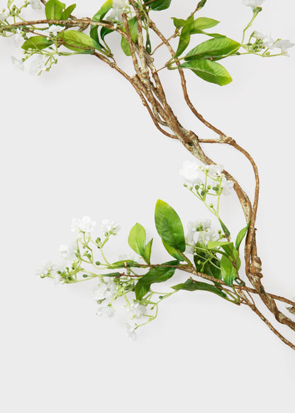 White and Green Fake Blooming Flower Garland - 60"