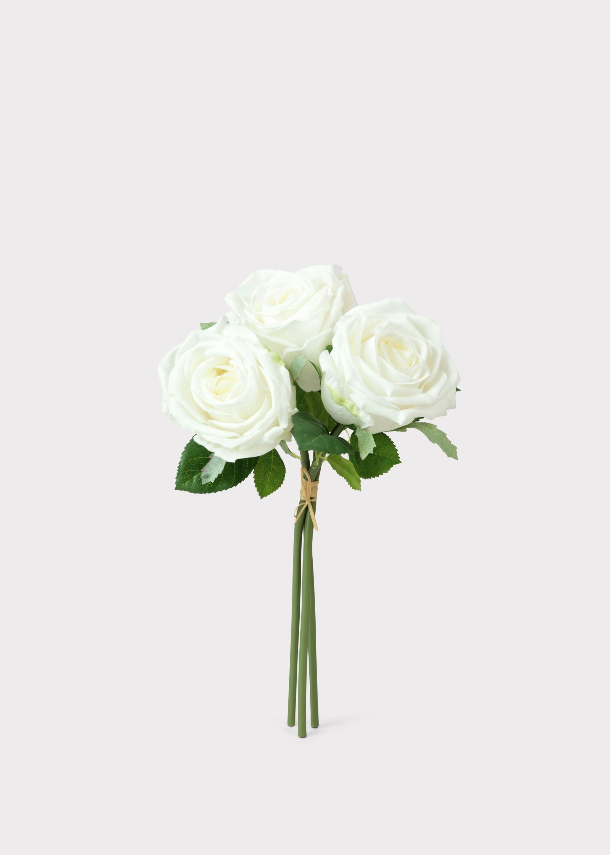 Artificial Flower Bundle of White Natural Touch Roses - 11.5"