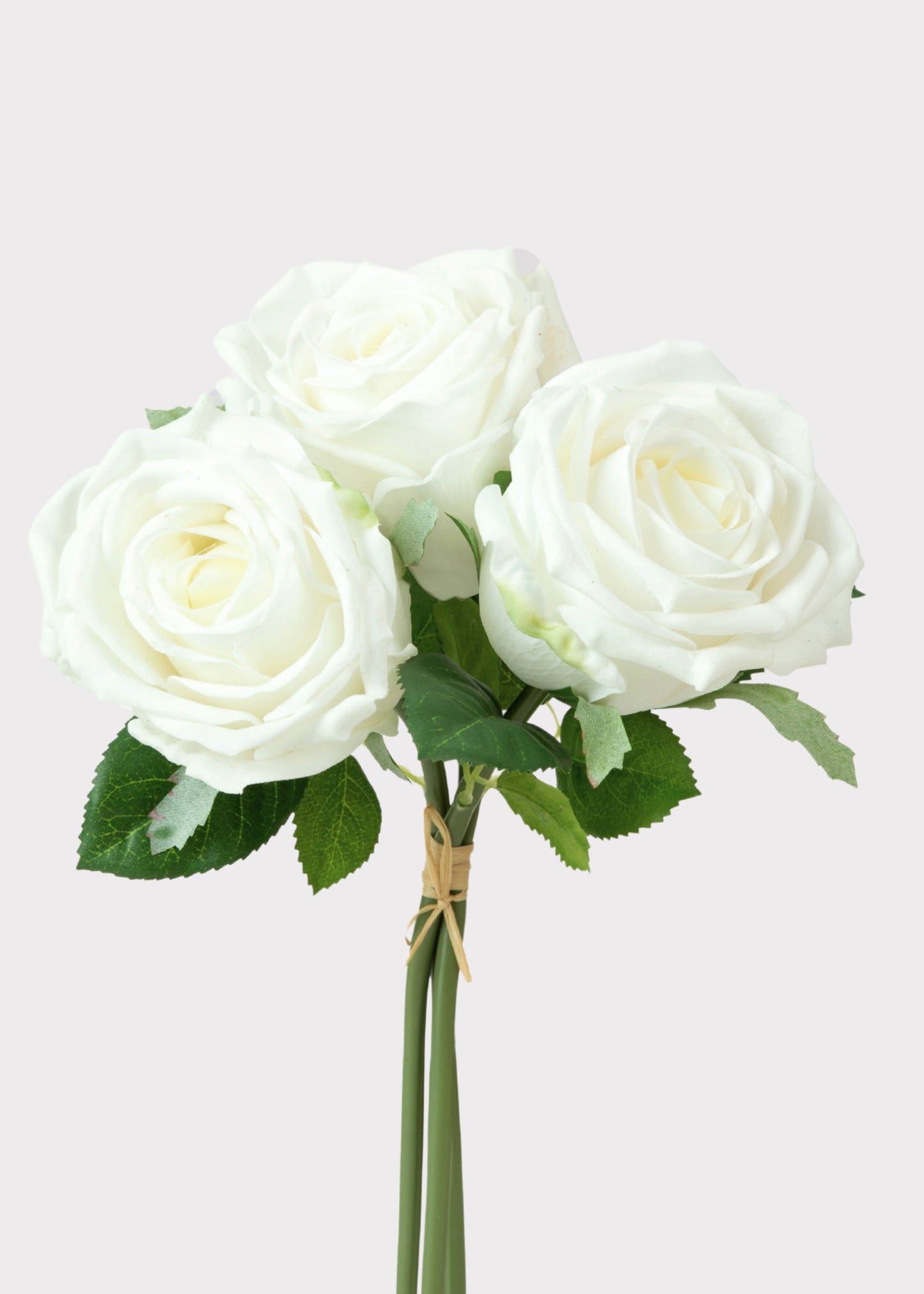Artificial Flower Bundle of White Natural Touch Roses - 11.5"