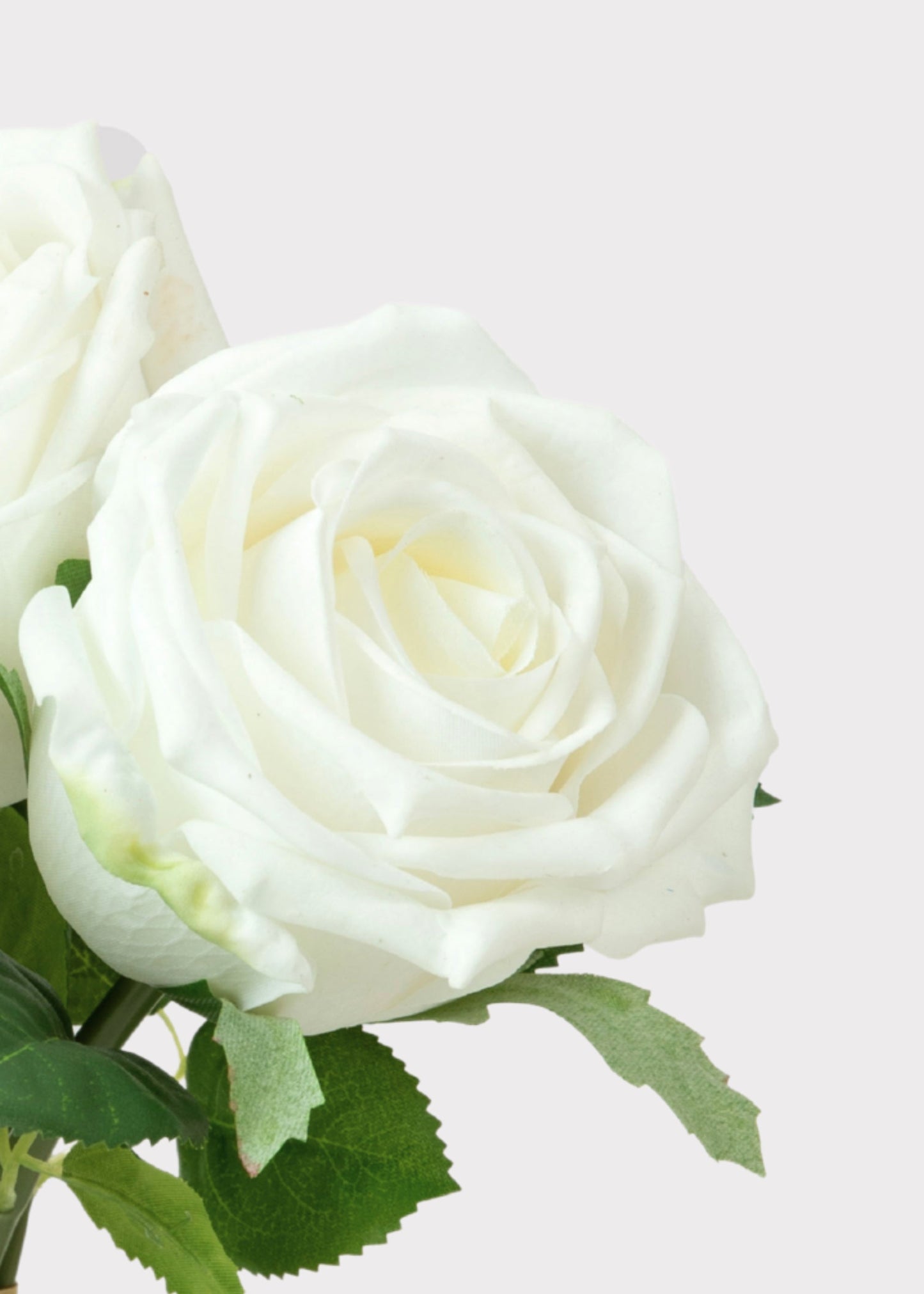 Artificial Flower Bundle of White Natural Touch Roses - 11.5"