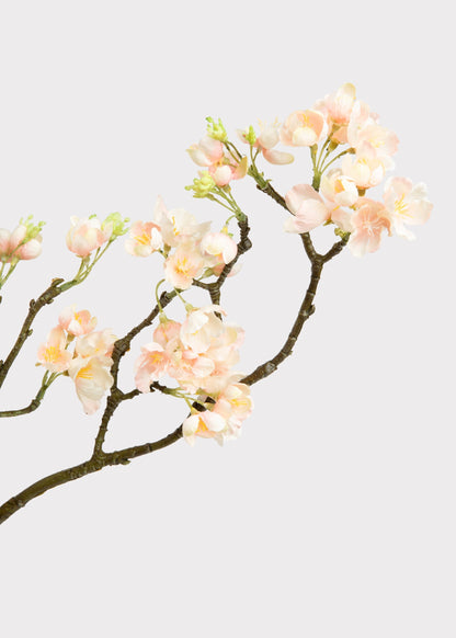 Fake Apple Blossom Spring Flower Branch in Peach - 35"