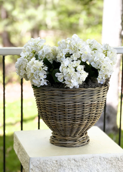 Handmade Rattan Footed Basket with Handles - 16"