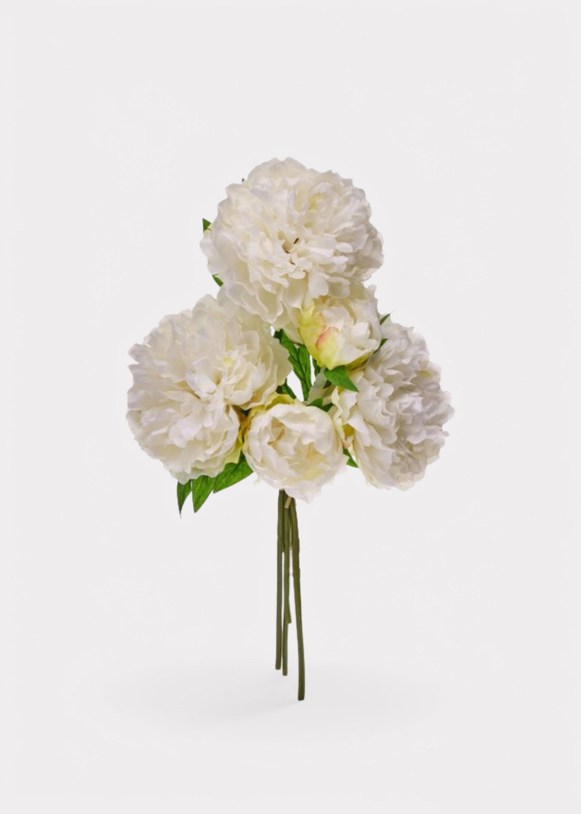 Fake Flower Bundle of 5 Peonies in Cream - 15"